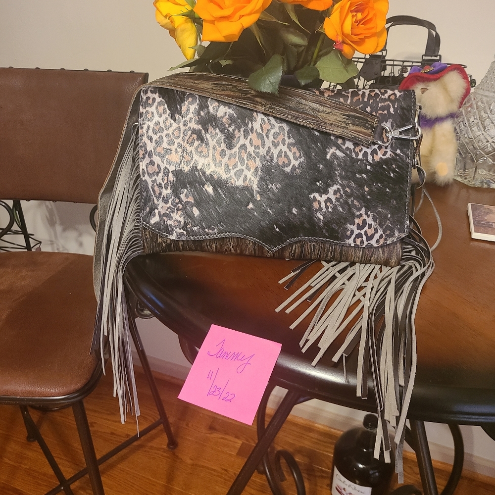 Holy Cow Couture Bag Classy Cowgirl Leopard print.  A real head turner.